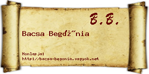 Bacsa Begónia névjegykártya